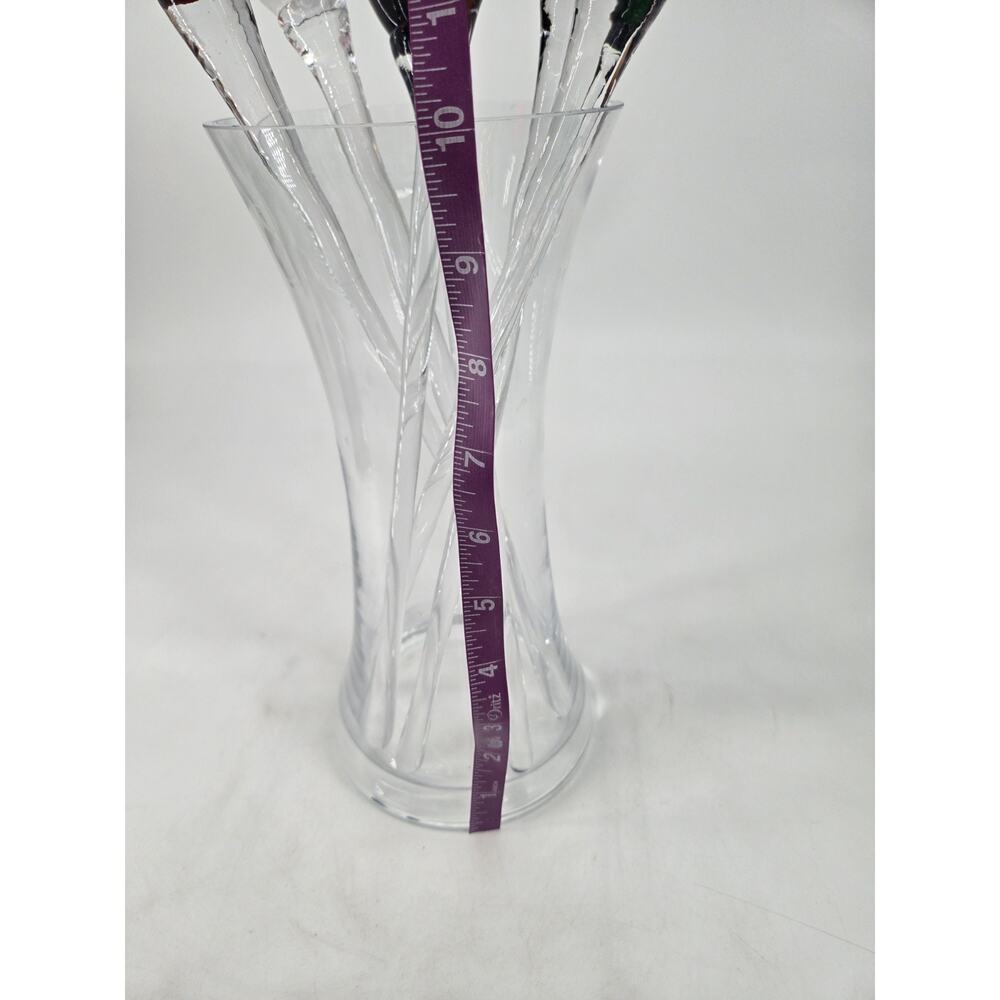 Vtg 6 Hand Blown 17" Multicolor Champagne Long Stem Bouquet Glasses Plus Holder - Picture 7 of 10